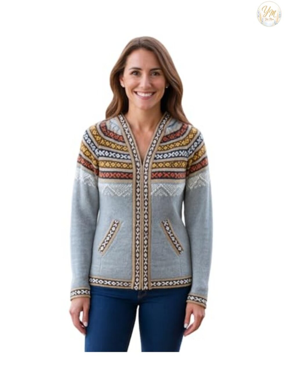 Handmade Alpaca Wool Hooded Cardigan Sweater for Women, Long Sleeve, Lightweight